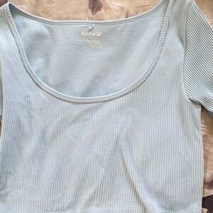 Garage Sky Blue Ribbed Crop Top